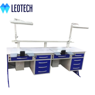Extended Double Dental Technician Bench Surface en acier double dépoussiérage Couleur personnalisée