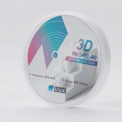 3D Multilayer White Zirconia 1250-1350 HV10 Hardness 1530℃ Sintering CAD/CAM