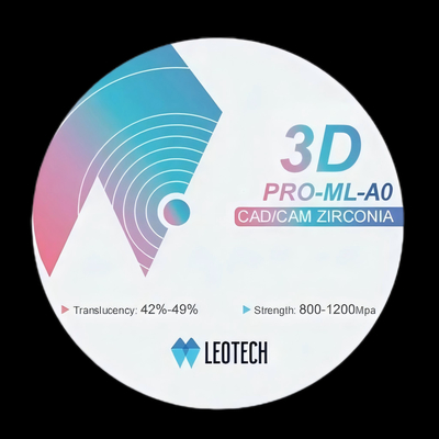 Universal 3D Zirkonia 16-Farb-Gradient-Färbung 42-49% Lichtübertragung Medizinischer Grad 0 Zytotoxizität