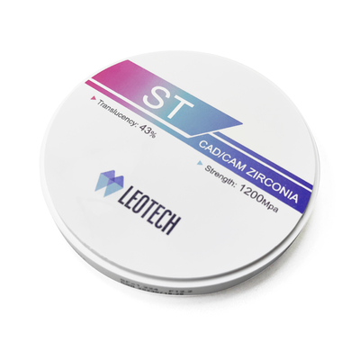 ST Ultra-Translucent Zirconia Block , 1200MPa Strength , 43% Light Transmission for Dental Crowns & Bridges