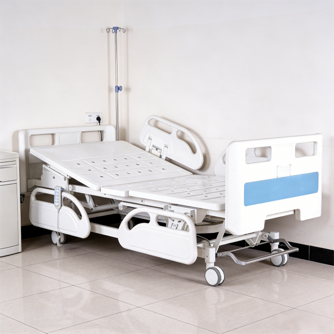 DH-â¡ Heavy-Duty Electric Bed showing full product view with safety guardrails